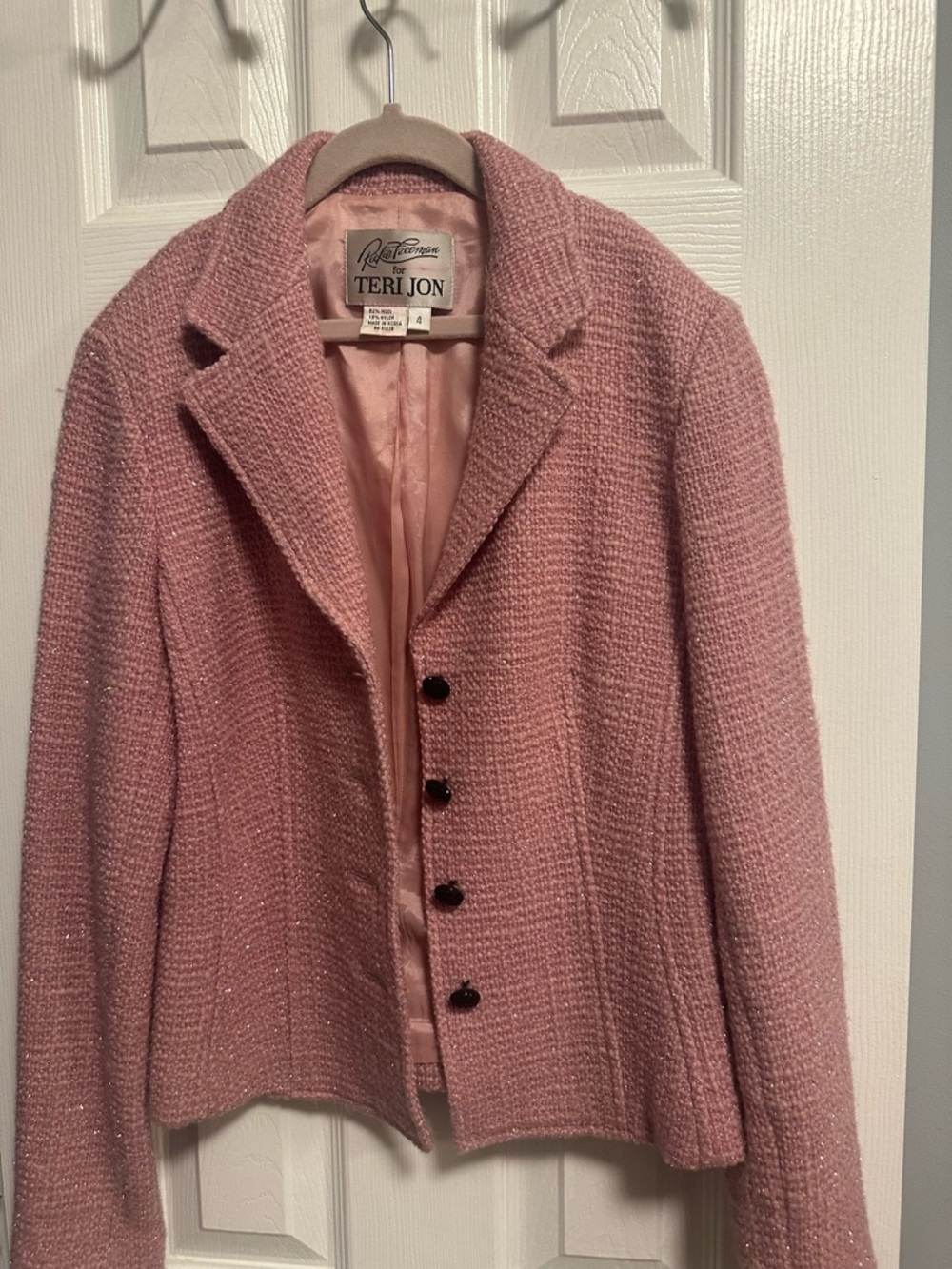 Teri Jon Dusty Pink Bouclé Blazer